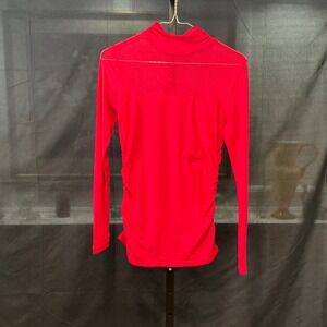 Zeagoo Women Red Mock Neck Mesh Ruched Long Sleeve Top Size S Valentine's Day